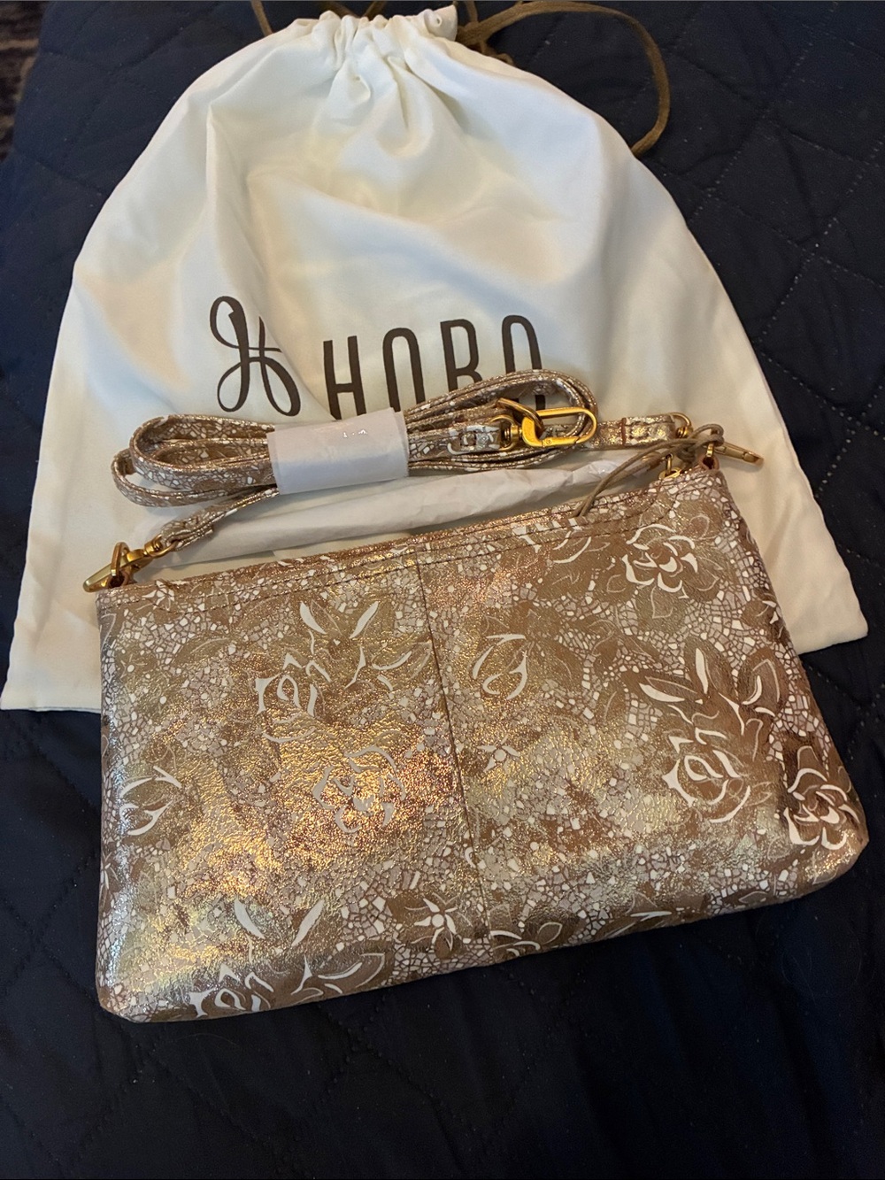 NWT HOBO Darcy Leather Crossbody Gilded Petals with Dust Bag